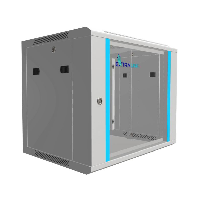 Szafa rack Extralink 9U 600x450 Szara montowana na ścianie