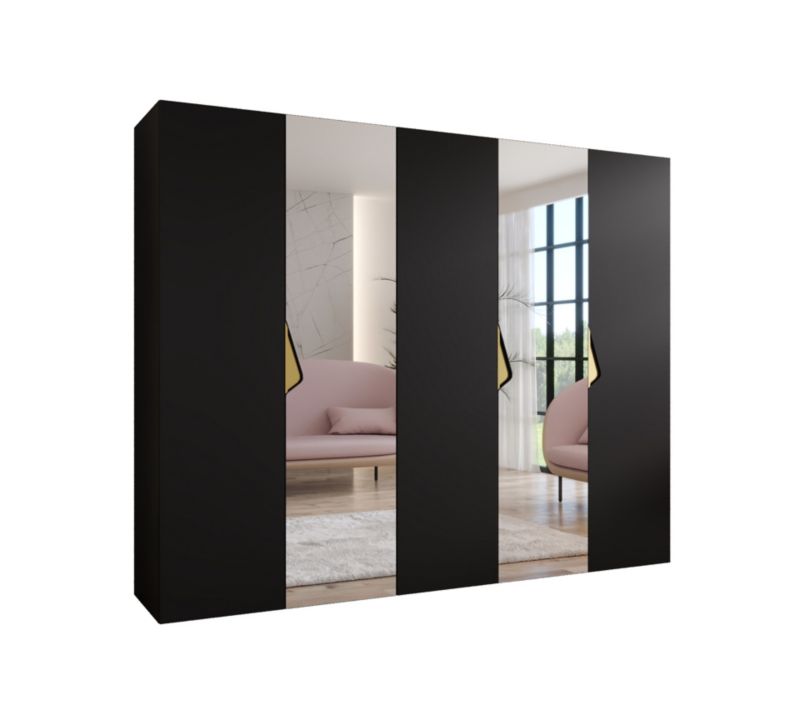 Szafa uchylna z lustrem otwierana Abiks SANDI 2 250 wys 202 cm Czarny + Złoty 1 szt