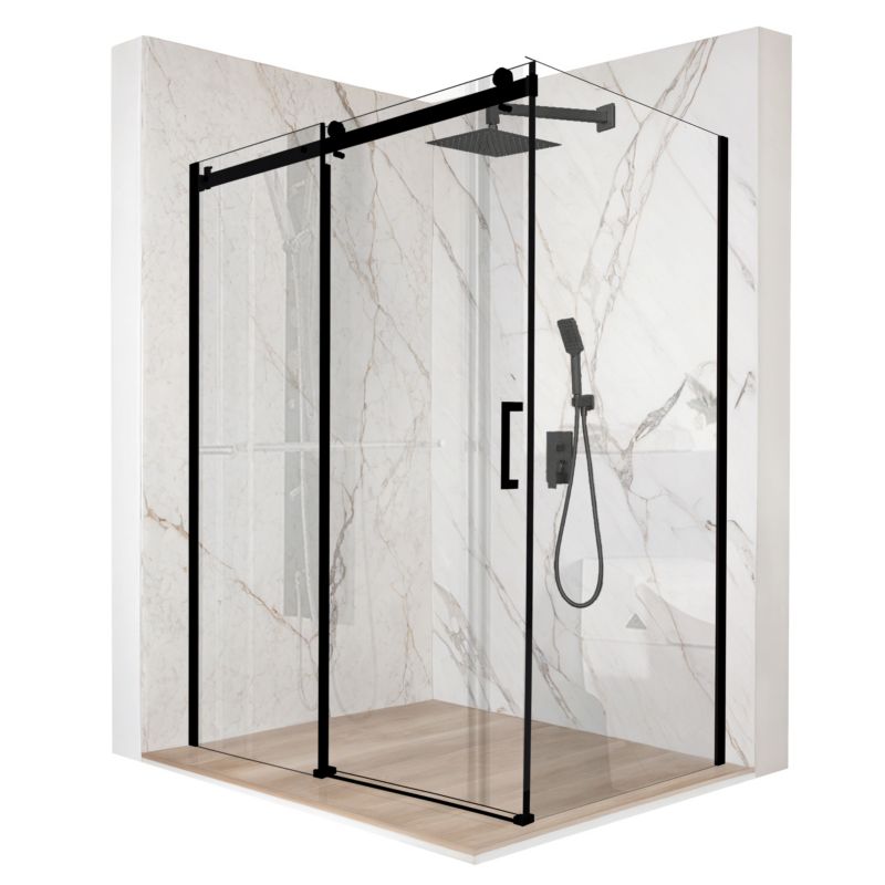 Kabina prysznicowa prostokątna TECHGLOBE przesuwna czarna 100x90 szkło 8mm + powłoka 1 szt.