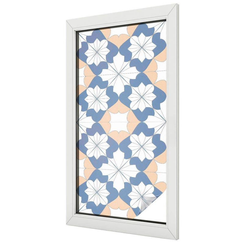 Folia Witrażowa Wallfluent 50x100 cm Naklejka na Szybę Geometryczne kwiaty w świeżych kolorach 1 rol.