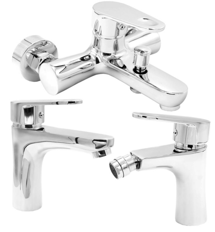 Zestaw Baterii Łazienkowych Granitan Cobi Chrom Wanna Umywalka Bidet 1kpl.