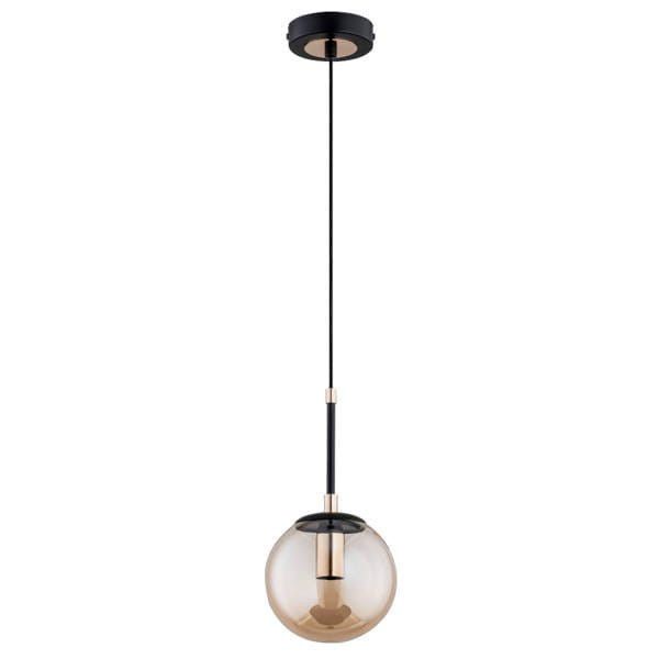 Lampa wisząca Alfa Sebia czarno-bursztynowa szklana kula 15 cm 1xE14 x 40W 1 szt.