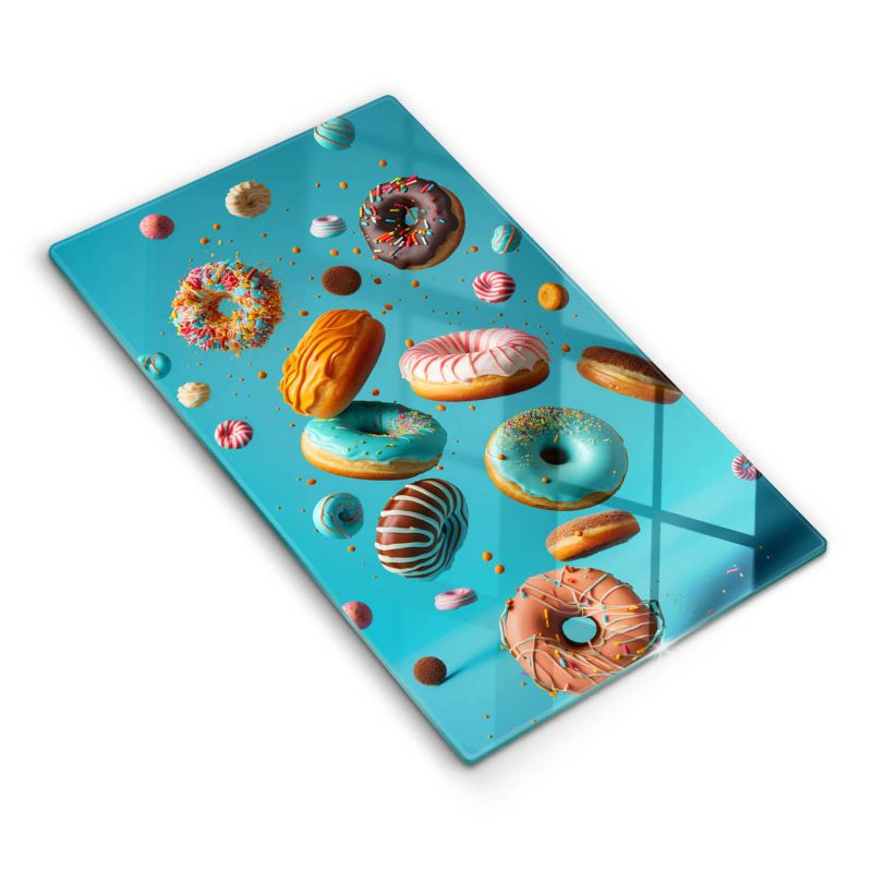 Szklana deska do krojenia Wallfluent 30x52 cm Kolorowe pączki donuty 1 szt.