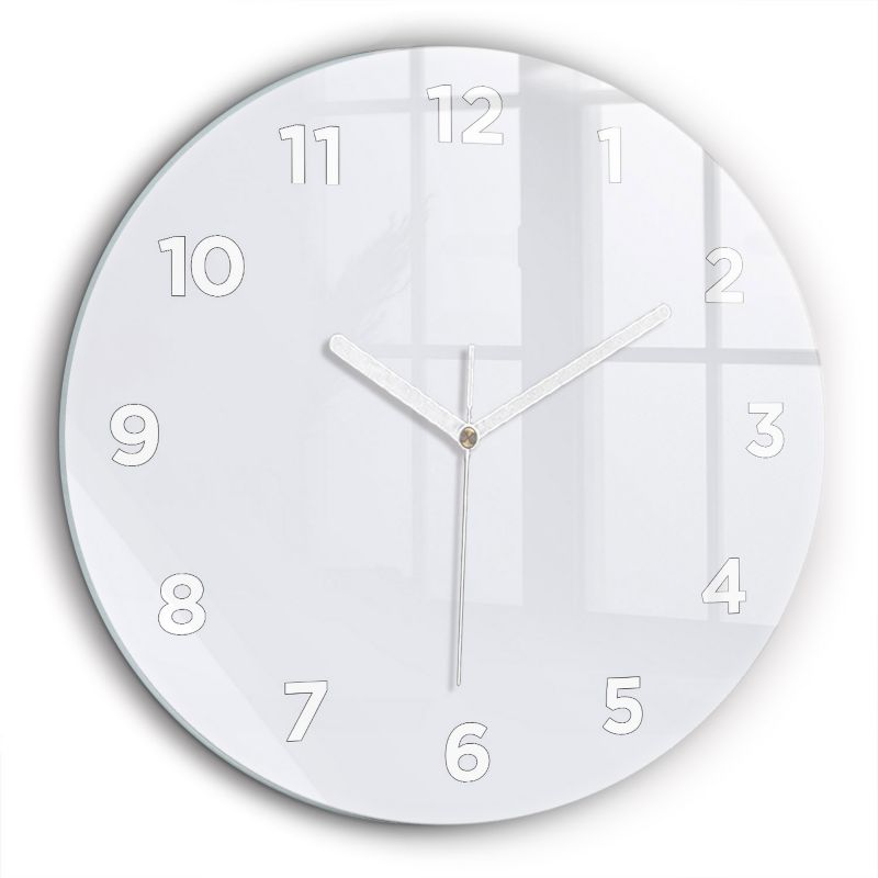 Zegar z białymi wskazówkami Wallfluent fi60 cm Biały Szklany 1 szt.