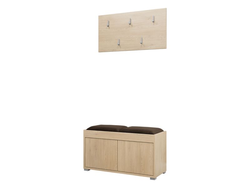 Garderoba MIRJAN 24 z siedziskiem Gesita VII dąb cremona/plusz gorzka czekolada 1 kpl.