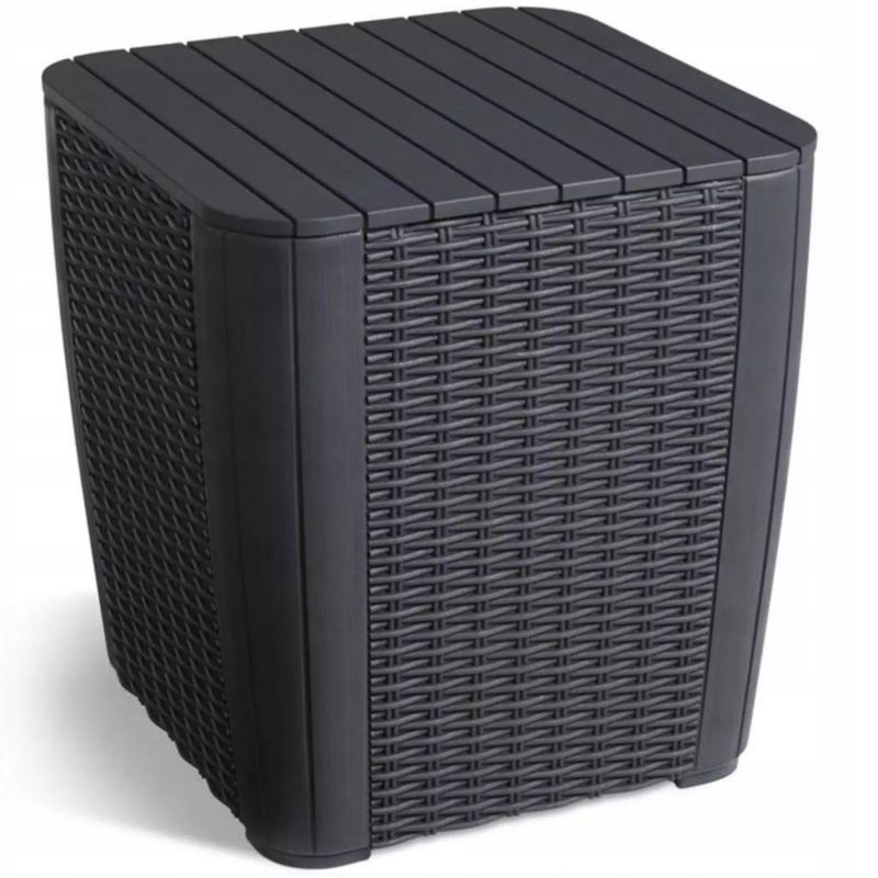 Stolik ogrodowy Luzon ze schowkiem 39x39x43 cm grafitowy 1 szt