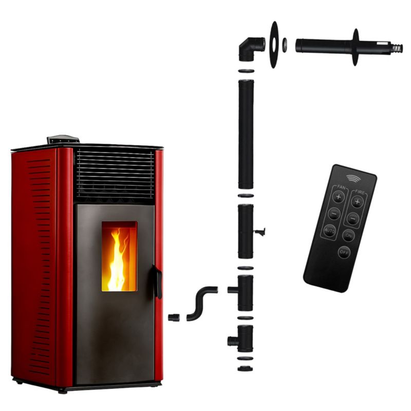 Piec na pelety Sannover Anita 12 kW Czarny + kompletny zestaw instalacyjny 1 szt.