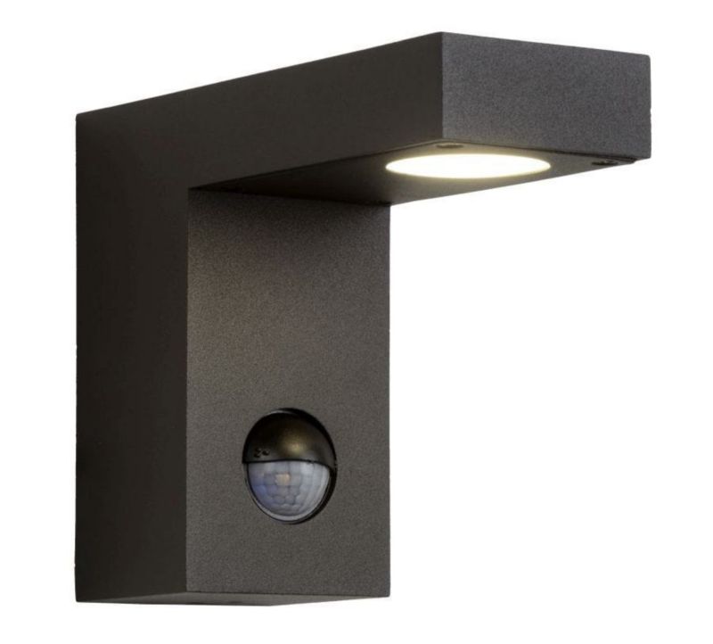 Kinkiet zewnętrzny z czujnikiem Lucide Texas czarno-antracytowy LED 6W 3000K 230lm IP54 wym: 12 x 15 x 6 cm aluminium - 1 szt.