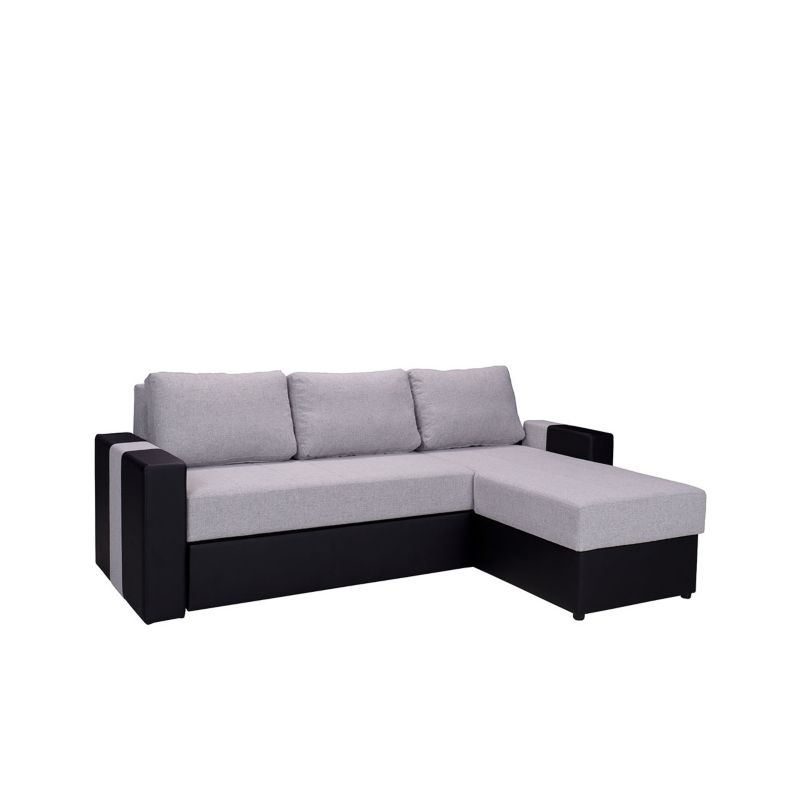 Narożnik z funkcją spania MIRJAN 24 Aden prawy czarna ekoskóra + popielaty 1 szt.