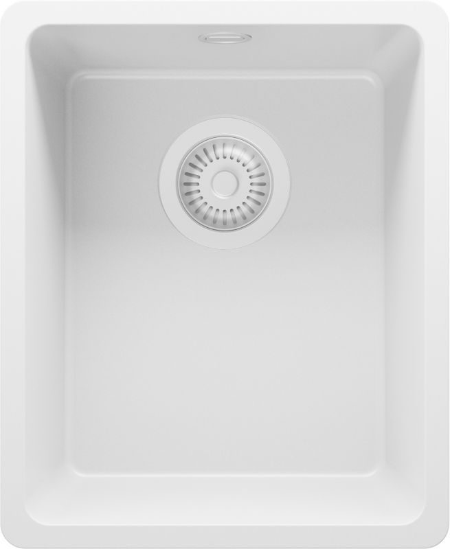 Zlewozmywak Wenecja Slim Easy PRIMAGRAN Nablatowy 36x44cm do szafki od 40cm, Cały Biały + Syfon, S007, 1 szt.