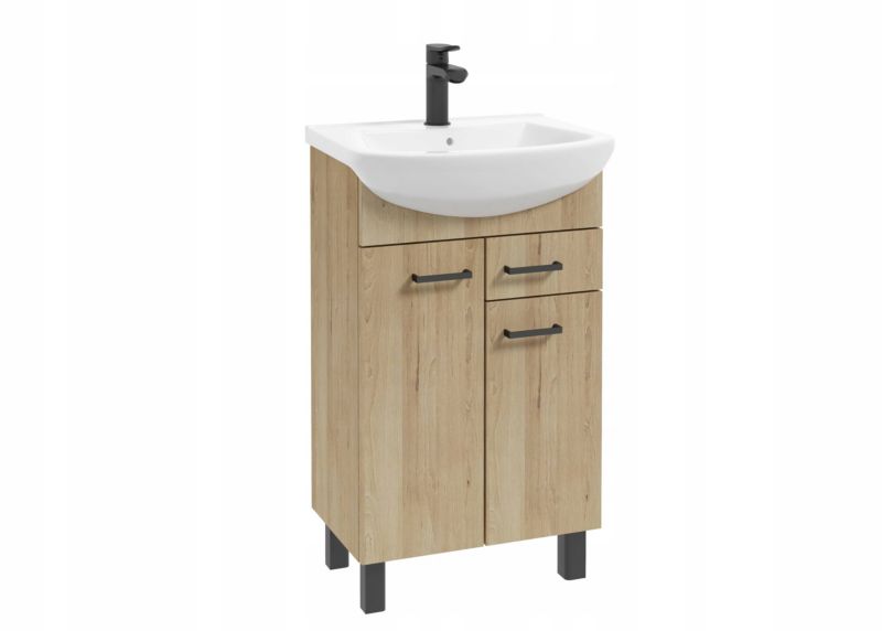 Szafka Łazienkowa Stamar Stojąca z Umywalką 500 mm Buk Truflowy z Szufladą 1 szt