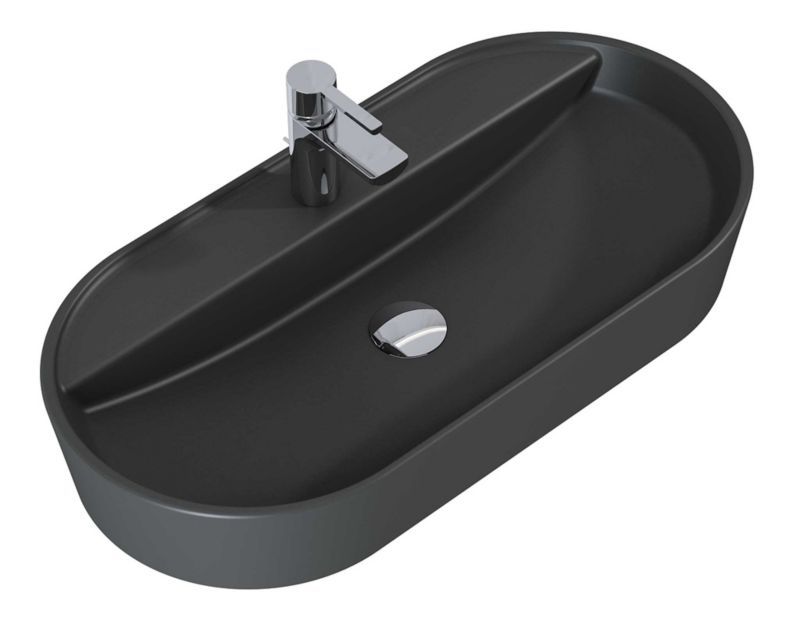 Umywalka nablatowa Elita Babette 81,5x41,5 cm owalna antracyt mat bez przelewu 1 szt.
