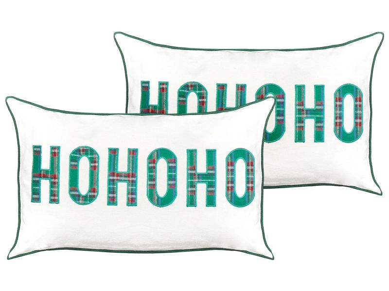 Zestaw 2 poduszek Z napisami Joycandy Bawełna 30 x 50 cm Biały 1 par.