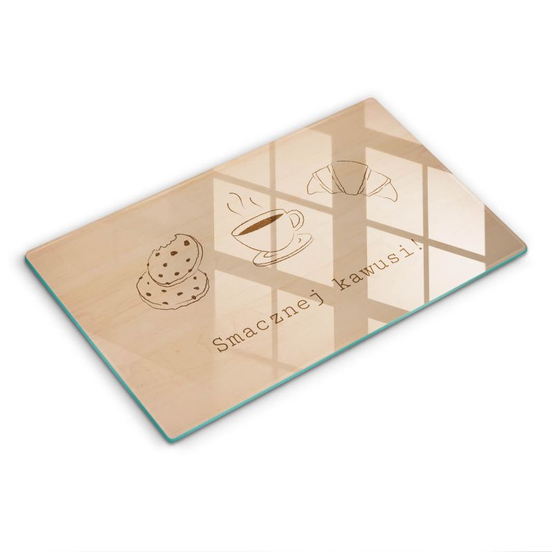 Szklana deska do krojenia Wallfluent 30x52 cm Motyw, Smacznej kawusi 1 szt.