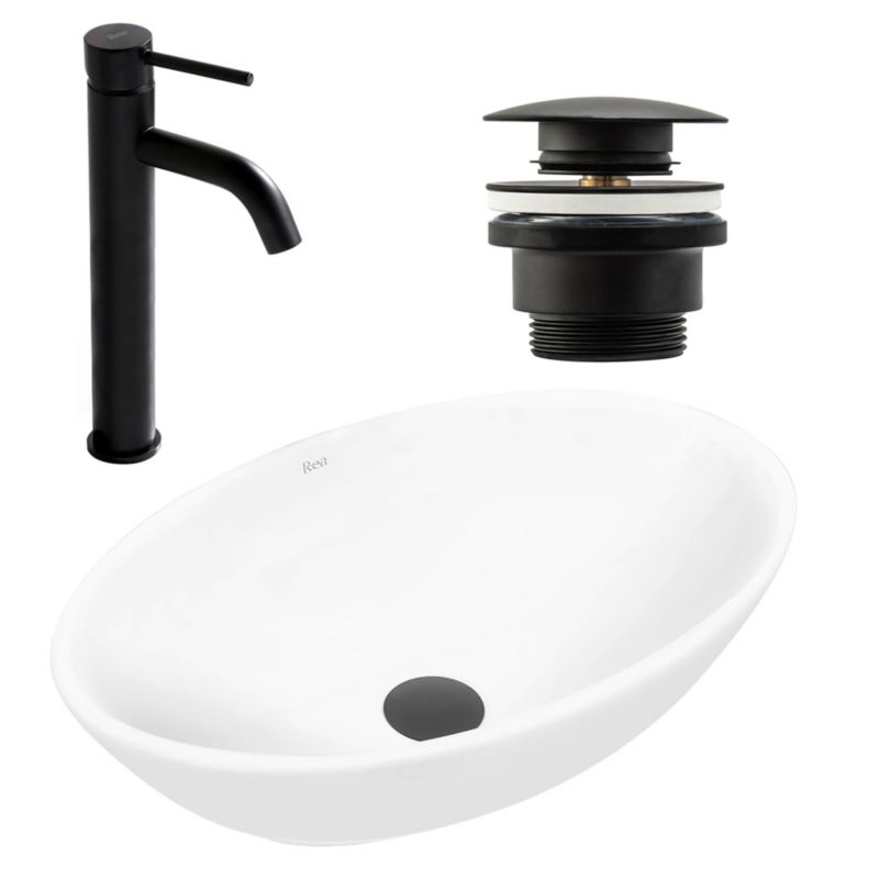 Umywalka Nablatowa Rea Pamela Owalna Biały 53X33X15Cm 1 Szt