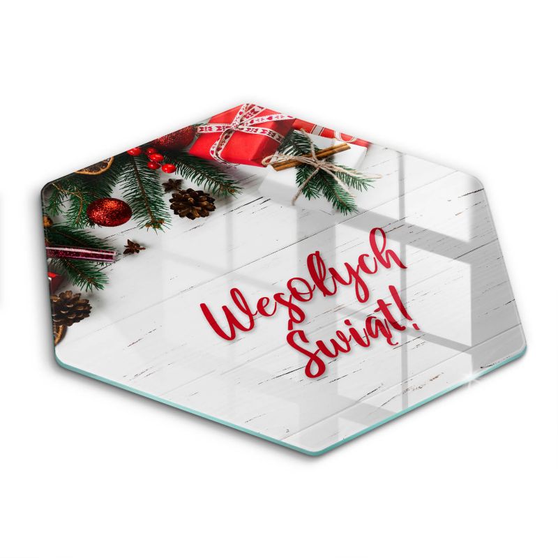Szklana deska do krojenia Wallfluent h40 cm Napis: Wesołych Świąt 1 szt.