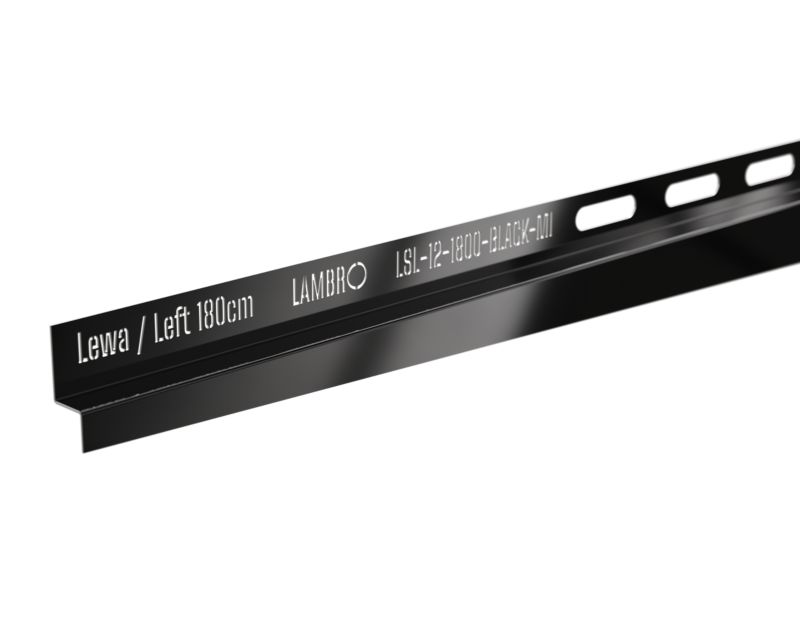 Listwa brodzikowa przyścienna spadkowa Lambro czarny połysk 180 cm lewa 1 szt.
