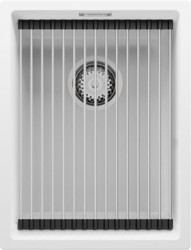 Zlewozmywak podblatowy Praga PRIMAGRAN 36x47cm do szafki od 40cm, Biały + Syfon + Zwijany ociekacz, S054, 1 szt.