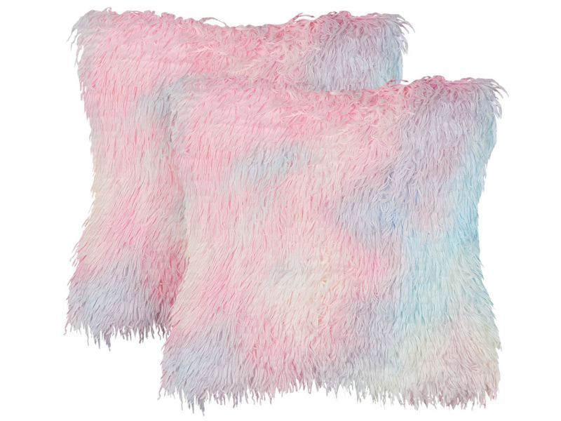 Zestaw 2 poduszek Wzór abstrakcyjny Amaryllis Sztuczne futro 45 x 45 cm Kolorowy 1 par.