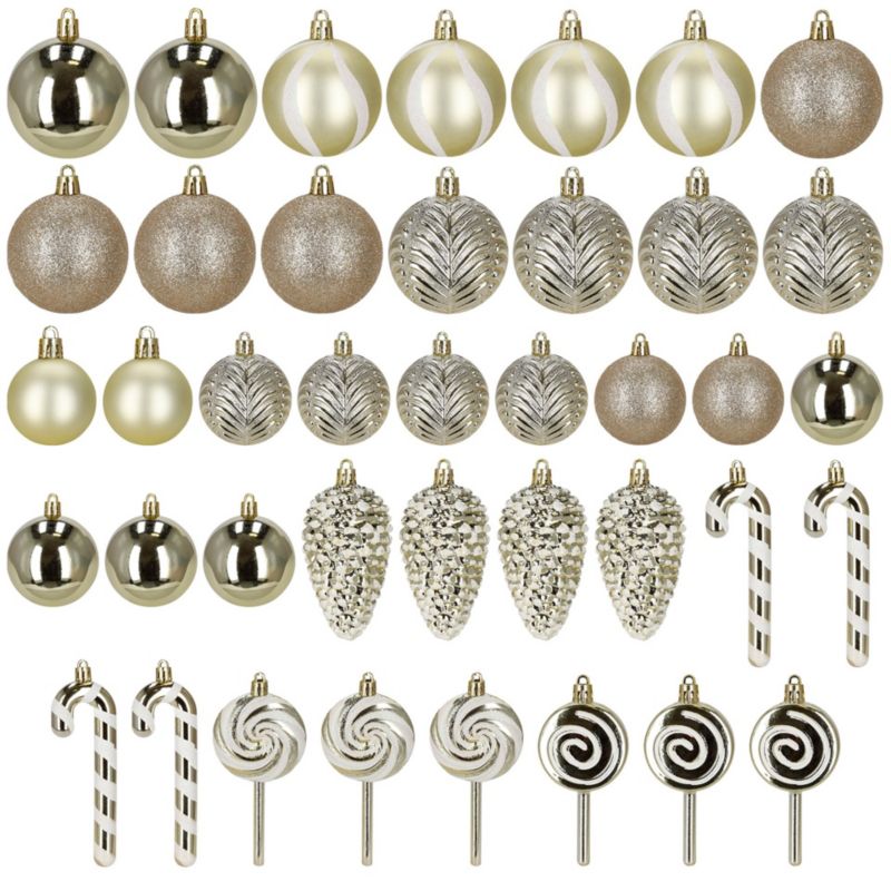 Bombki choinkowe Springos kształtki złote 40 szt.