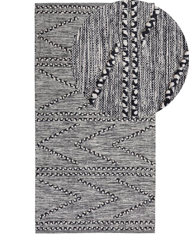 Dywan bawełniany 80 x 150 cm czarno-biały Termal 1 szt.