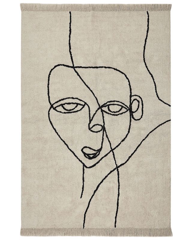 Dywan bawełniany 160 x 230 cm beżowo-czarny Nuru 1 szt.