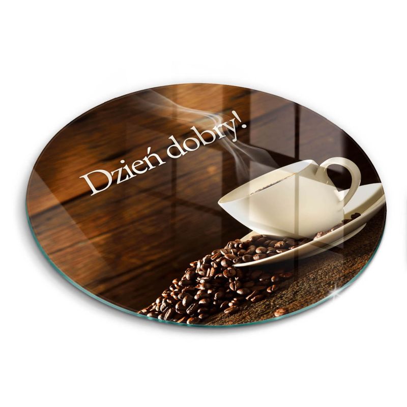 Szklana deska do krojenia Wallfluent fi30 cm Dzień dobry Filiżanka kawy 1 szt.