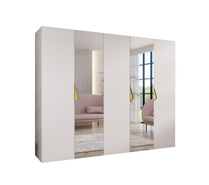 Szafa uchylna z lustrem otwierana Abiks SANDI 2 250 wys 202 cm Biały + Złoty 1 szt