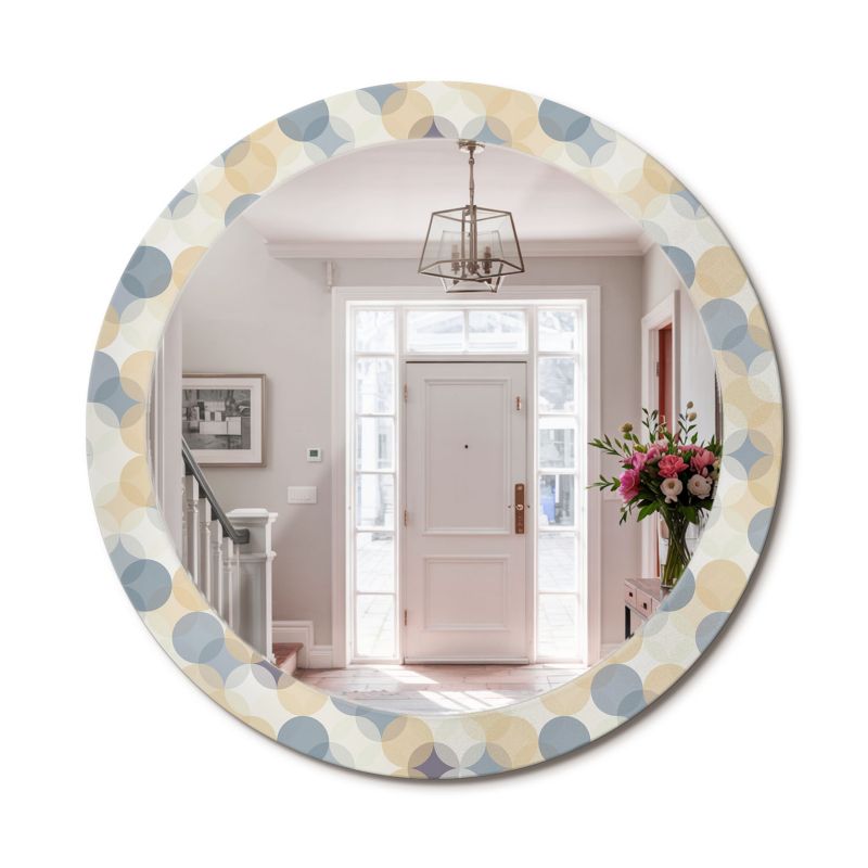 Lustro Dekoracyjne Okrągłe ArtPrintCave 80 cm Geometryczne Koła Elegancka Szklana Rama do Małych Pomieszczeń 1 szt.