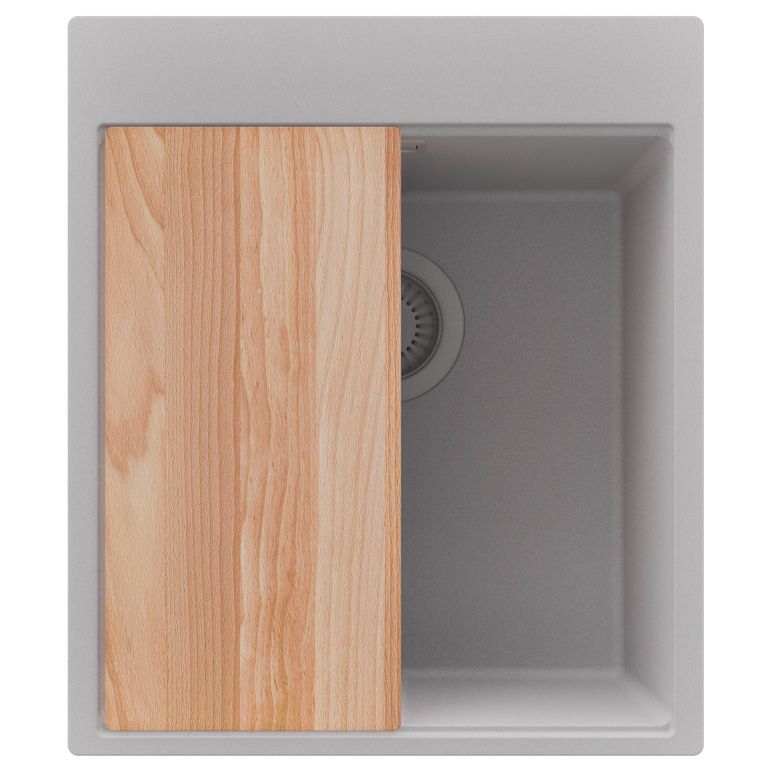 Zlewozmywak Oslo PRIMAGRAN Nablatowy 43x50cm do szafki od 45cm, Szary + Syfon + Deska, S191, 1 szt.