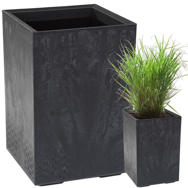 Doniczka Lamela KARO donica kwietnik 40x40x60cm imitacja betonu czarna 1 szt.
