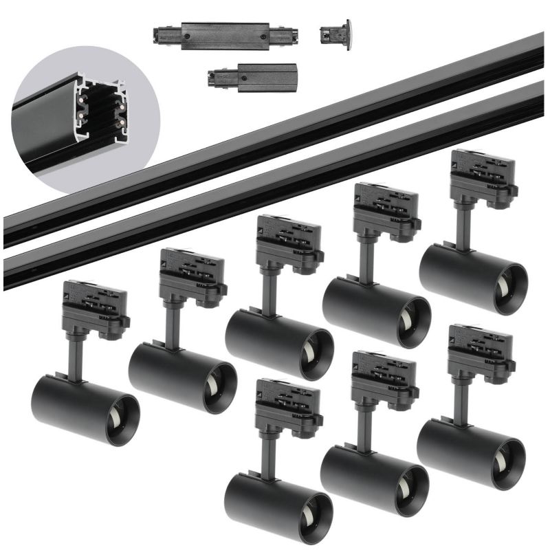 Zestaw szynowy 3-fazowy litera "L" Kobi 2m+2m+2m+1m 14 lamp czarny 1kpl.