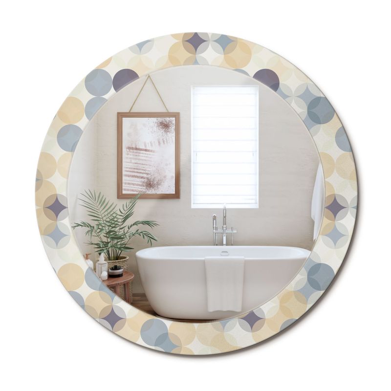 Lustro Dekoracyjne Okrągłe ArtPrintCave 70 cm Geometryczne Koła Elegancka Szklana Rama do Małych Pomieszczeń 1 szt.