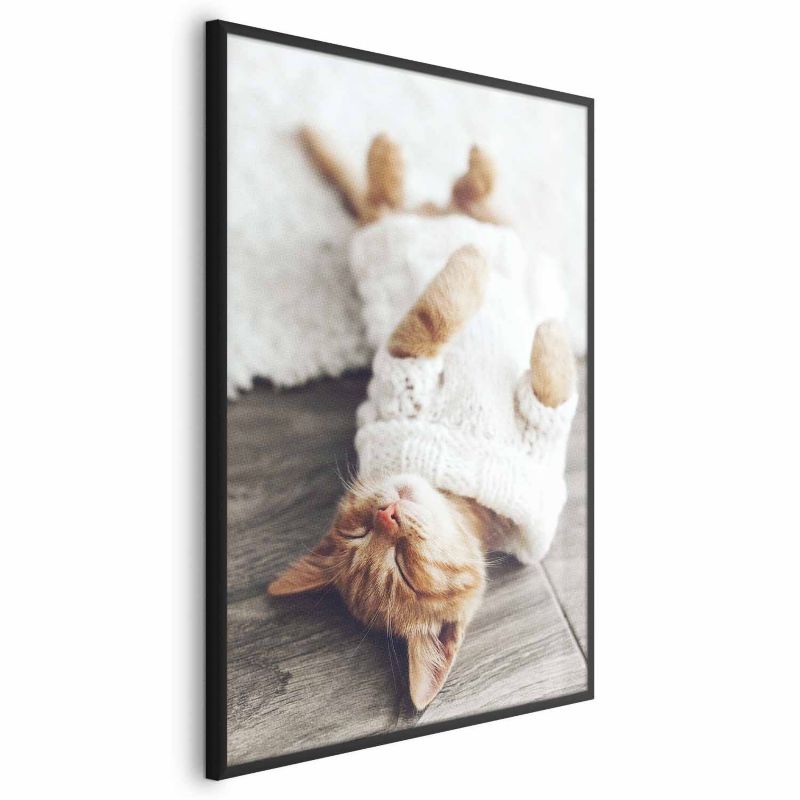 Plakat Artgeist Leniwy kot 21x30 cm z ramą czarną 1 szt