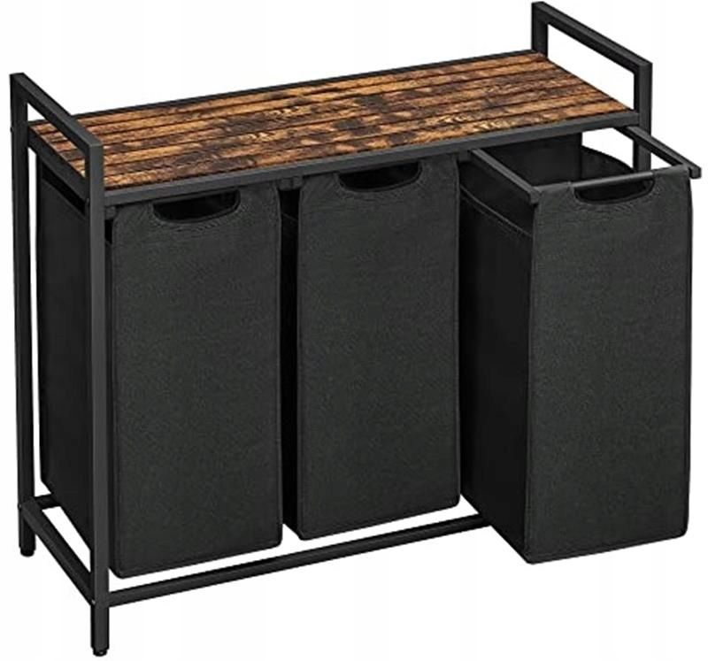 Kosz na pranie Matkam 3 przegrody VAS brąz rustykalny-czarny 1 szt.