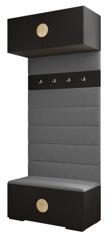 Garderoba wysoka do przedpokoju Abiks INOVA 4 czarny+złoty+man16 1 szt.