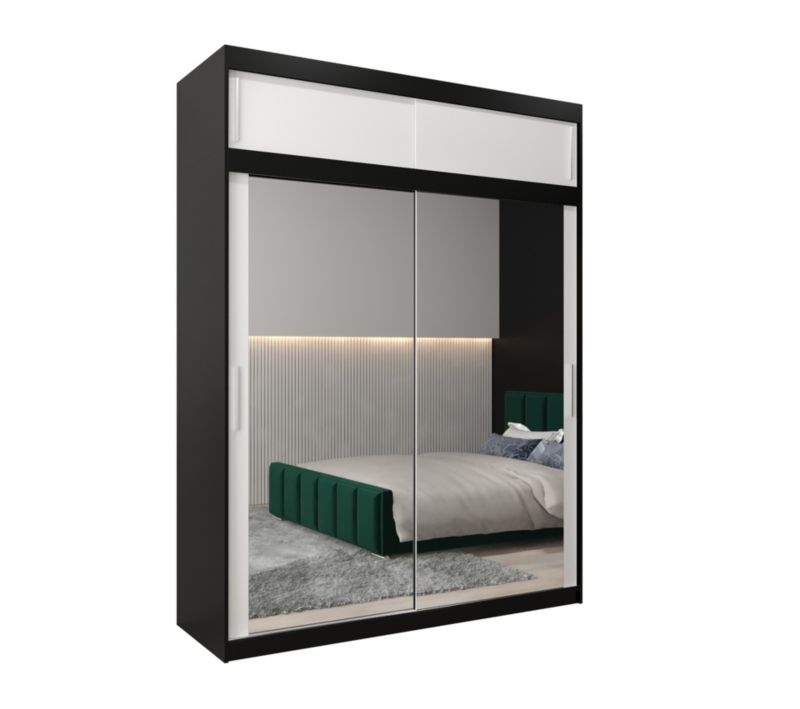 Szafa przesuwna Garderoba Abiks Tokyo 3 180 czarny + biały z nadstawką 1 szt.