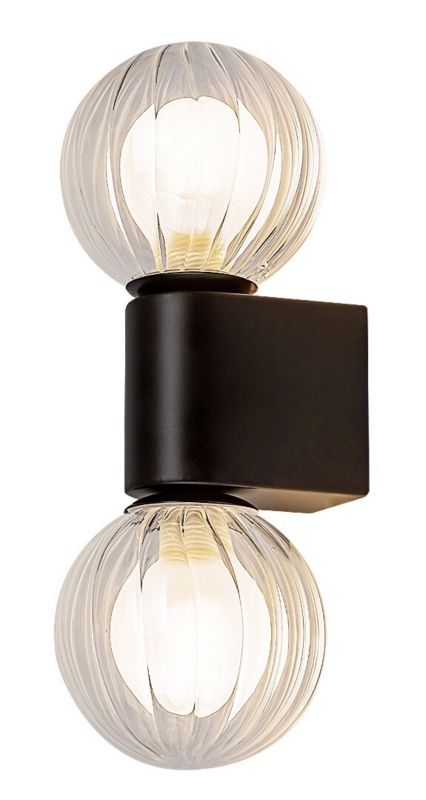 Kinkiet ścienny Rabalux Colzar czarny matowy-przezroczysty do łazienki 2 x G9 x IP44 wym: 27 x 10 x 11 cm - 1 szt.