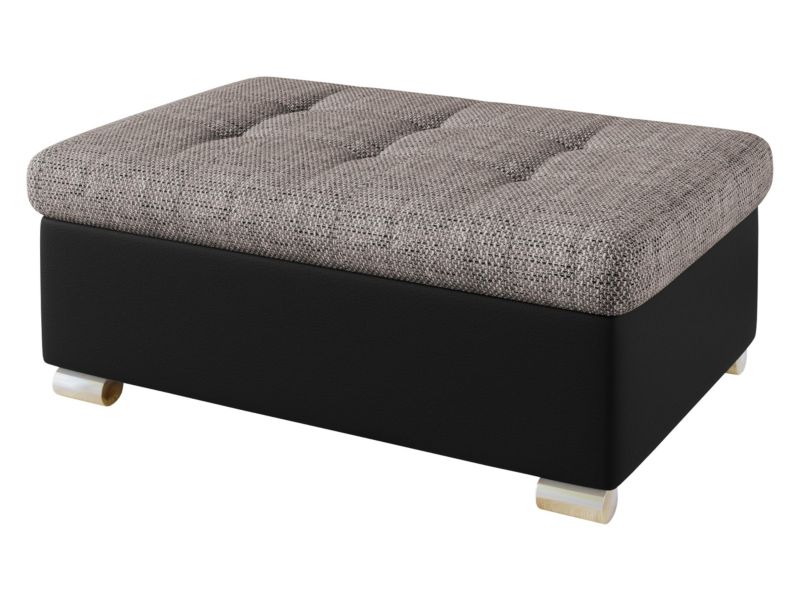 Pufa MIRJAN 24 Niko Duża czarna ekoskóra/ciemnobeżowa plecionka 1 szt.