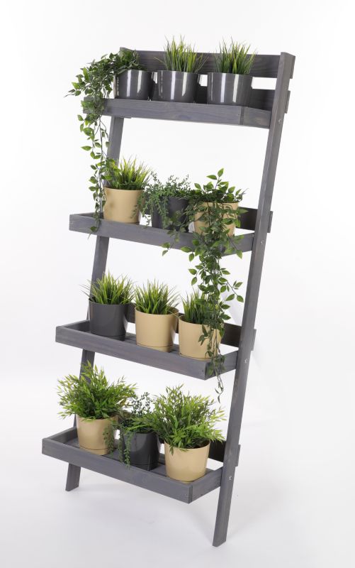 Kwietnik drewniany MODO24 4-poziomowy składany opierany o ścianę 145x57x23 cm impregnowany szary eko 1 szt.