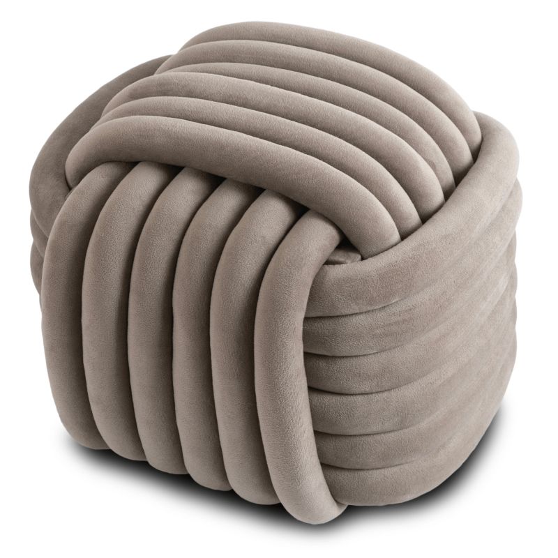 Pufa Mebel Elite MAGMA Siedzisko Do Toaletki Przedpokoju Welurowa Pleciona Puf Beżowa 1 szt