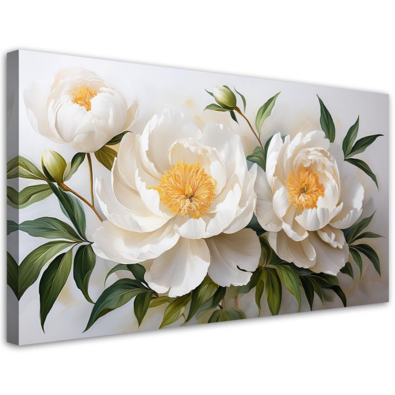 Obraz na płótnie Feeby Białe Kwintące Kwiaty Piwonii 120x60cm 1szt
