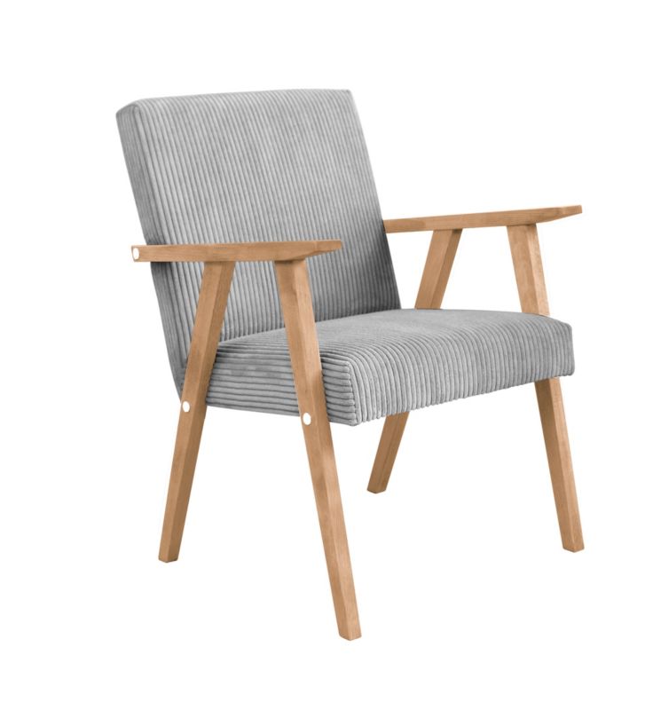 Fotel tapicerowany Bettso Lisek - prl w tkaninie poso na bukowej nodze szary 1szt.