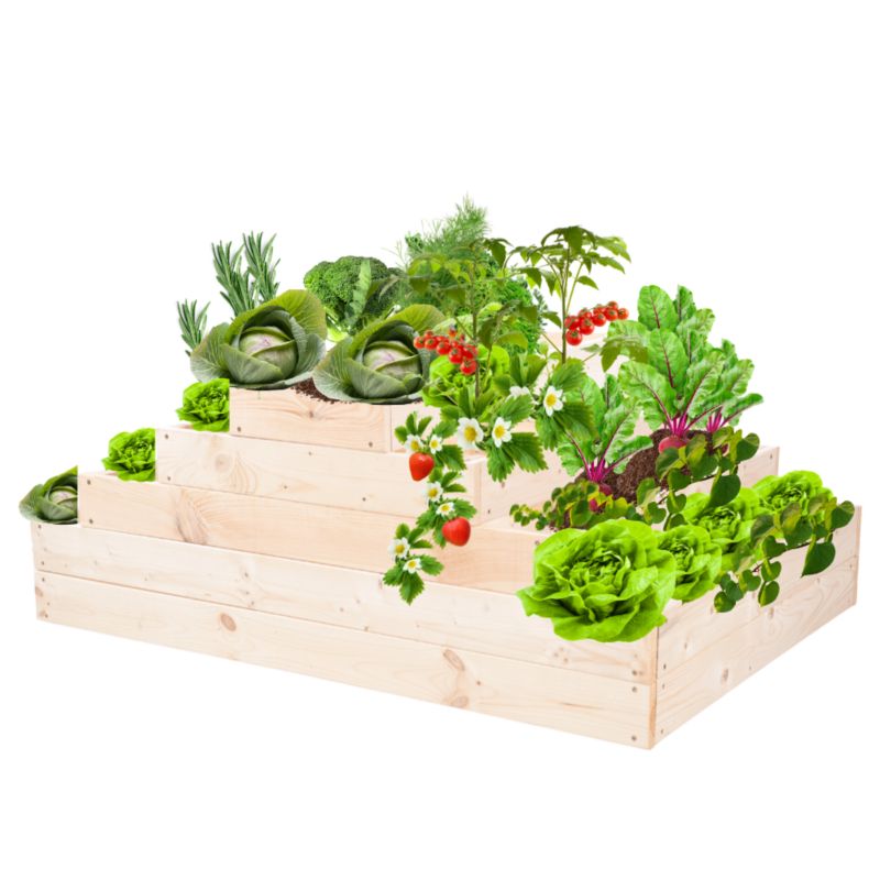 Skrzynia warzywna MODO24 kaskadowa 45x117x80 cm naturalne drewno 1 szt