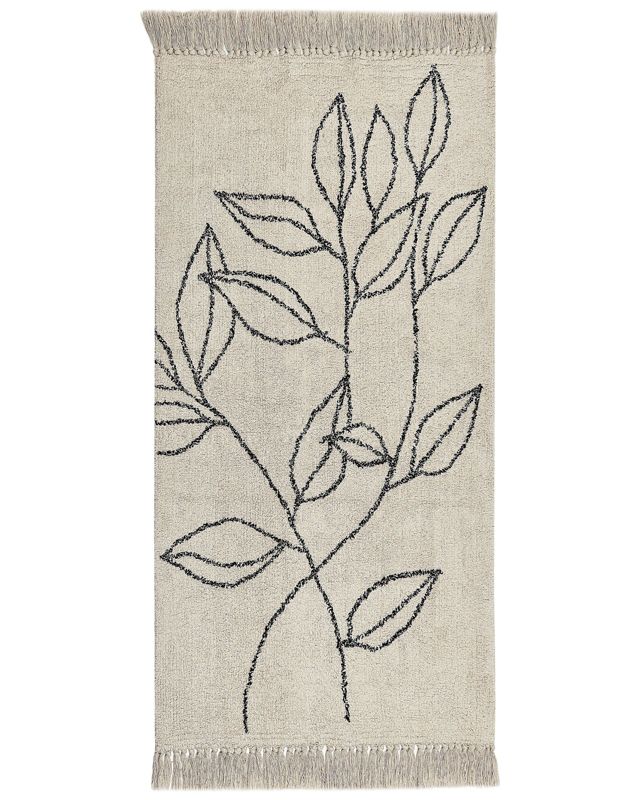 Dywan bawełniany 80 x 150 cm beżowo-czarny Sazli 1 szt.