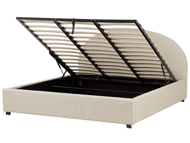 Łóżko z pojemnikiem Vaucluse 180 x 200 cm Piaskowy 1 szt.
