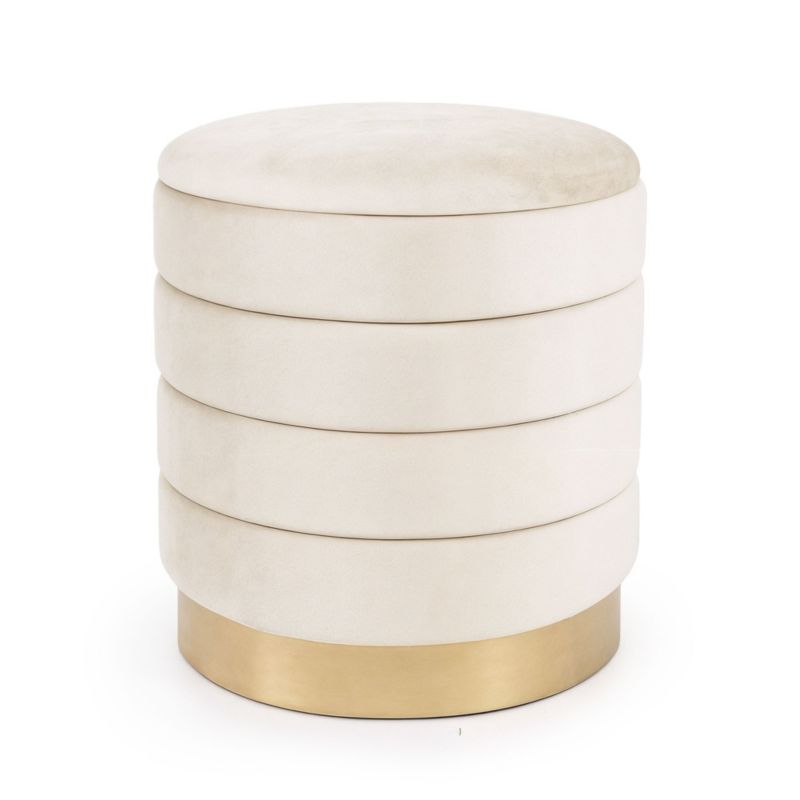 Pufa otwierana ze schowkiem welurowa AKORD 40 cm LUNA Kremowa 1 szt.