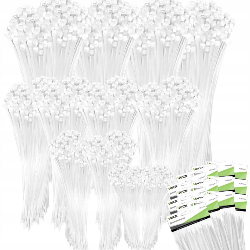 Opaski zaciskowe Vayox białe 15-35cm 1200szt. 1 zestaw