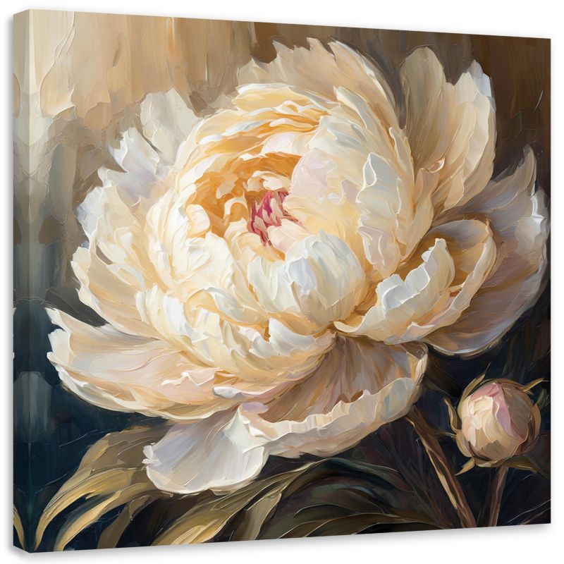 Obraz do salonu sypialni Feeby Elegancka Piwonia w beżu 40x40 cm 1szt