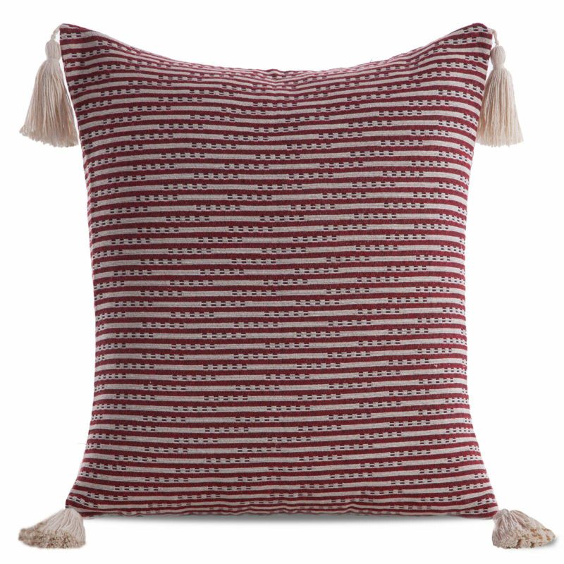 Poszewka Boho Eurofirany dekoracyjna na poduszkę 45x45 cm Bordo Frędzle 1 szt.